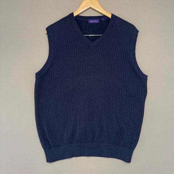 Alan Flusser Men’s Knit Sweater Vest Golf Style Size Large 100% Cotton - Picture 1 of 8